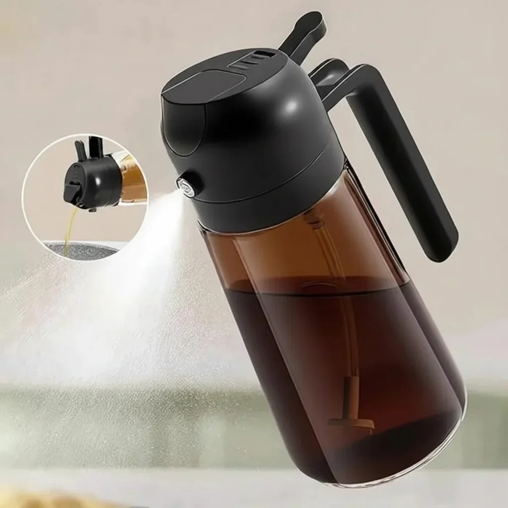 Oliedispenserflaske i glas med olivenoliesprayer til madlavning | Meowbutter