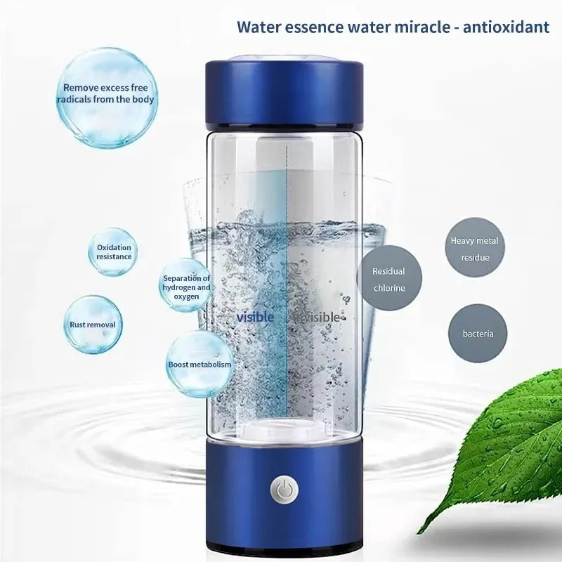 Garrafa de Água com Ionizador de Hidrogénio - Tecnologia SPE/PEM - Recarregável por USB - 5 Cores | meowbutter
