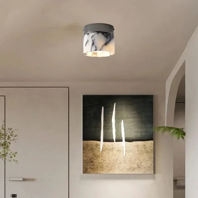 Nordische zylindrische LED-Deckenleuchte aus Marmor | meowbutter