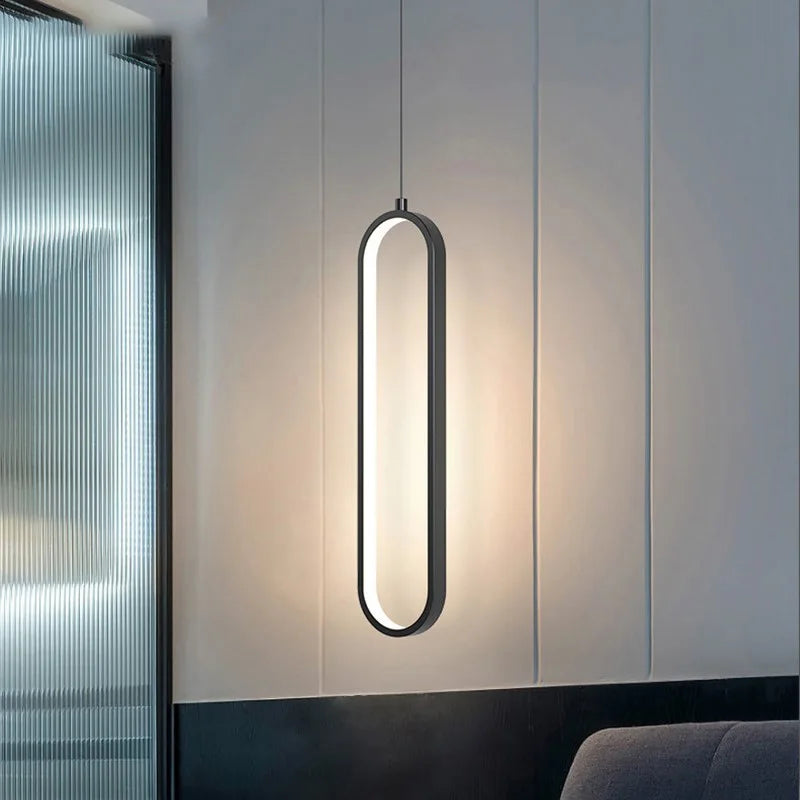 Moderne minimalistisk LED-pendel | Guld og sort hængelampe til soveværelse, spisestue og stuer | Meowbutter