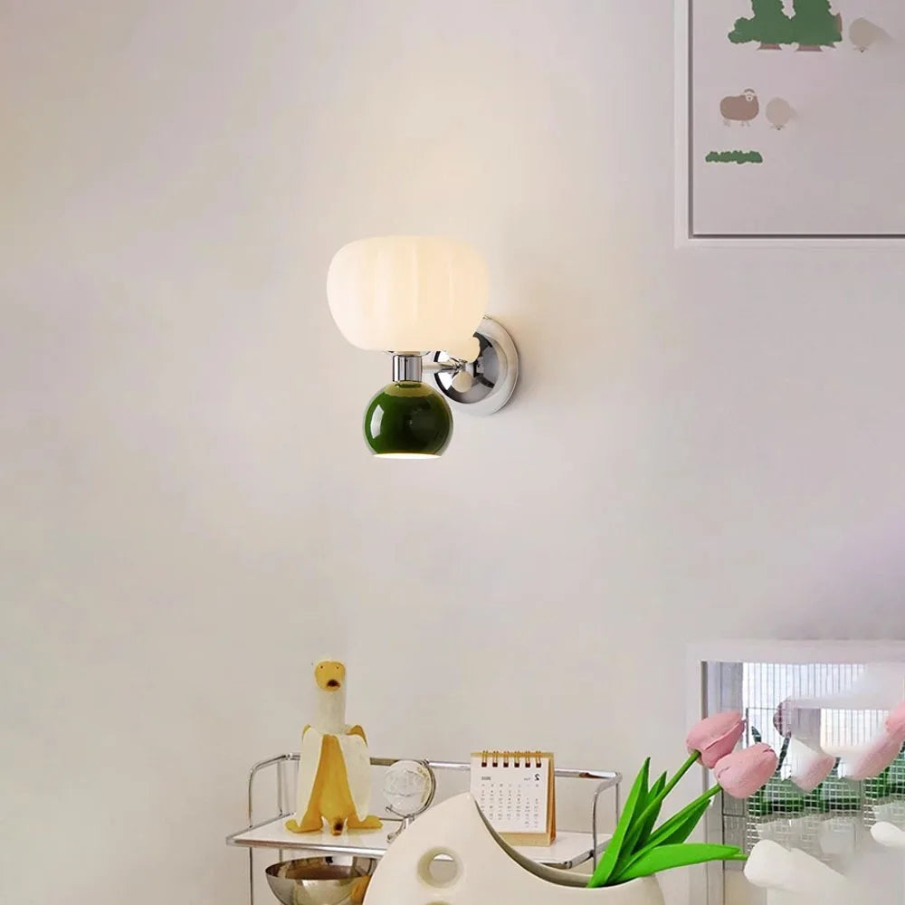 Nordisk græskar væglampe | Moderne glas- og metalsconce | Meowbutter