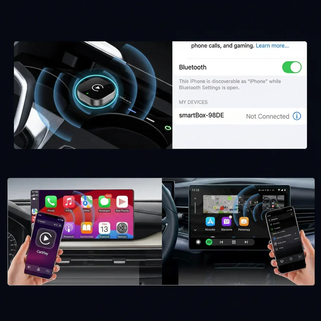 Ασύρματος αντάπτορας USB για CarPlay και Android Auto — Dongle άμεσης σύνδεσης και λειτουργίας