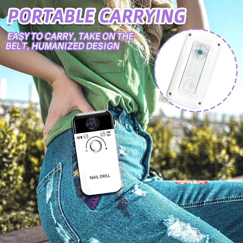 Nail Drill Machine - 45000RPM Low Noise Motor - Rechargeable Manicure Sander | meowbutter