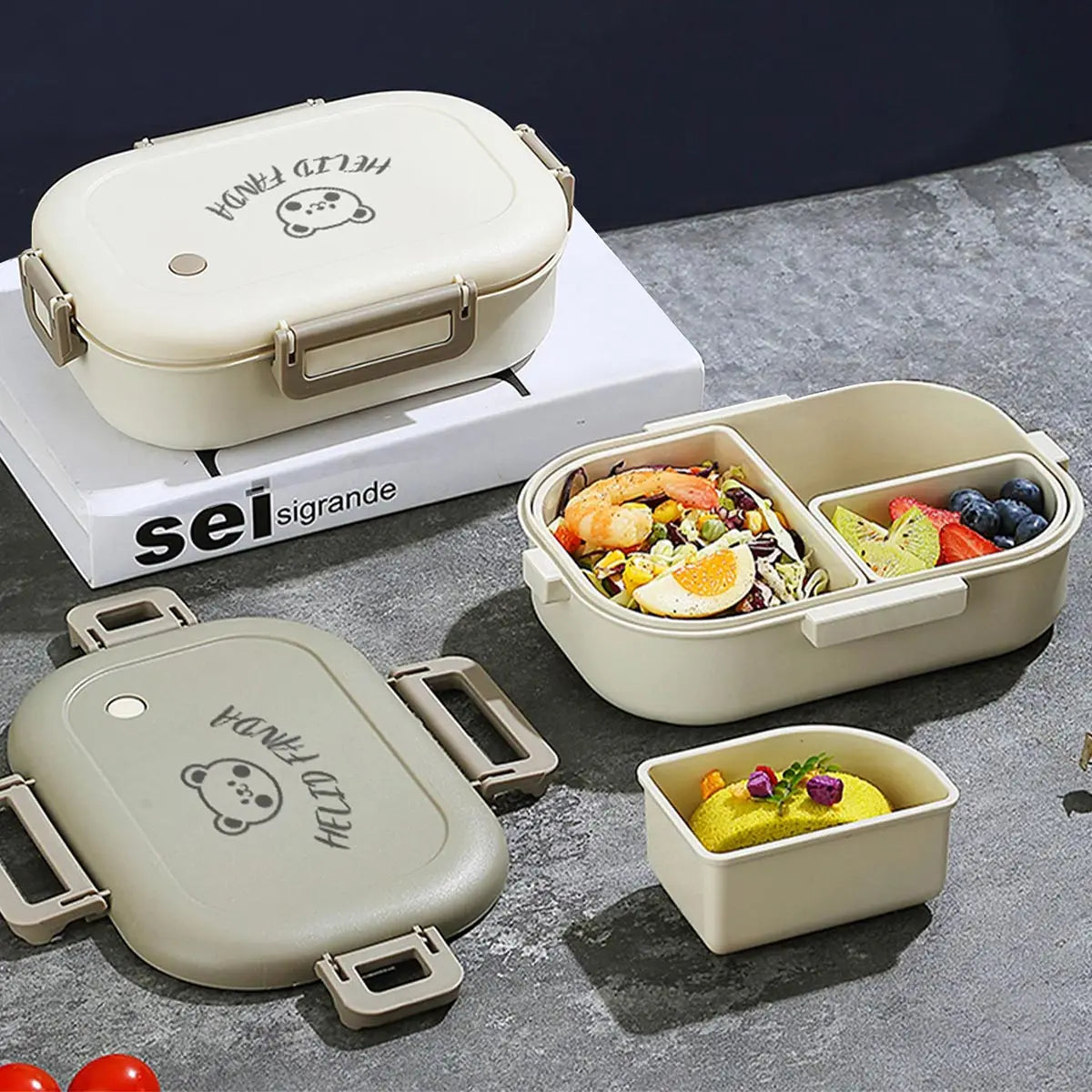 FreshMate Bento-låda med tre fack och läckagesäkert lock — 800ml