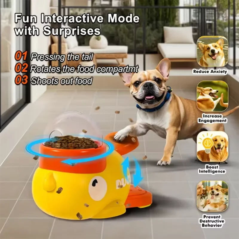 Interactieve eendenpuzzelvoeder voor honden en katten - 3 voedseluitgangen maten - 12-20mm - Geel | meowbutter