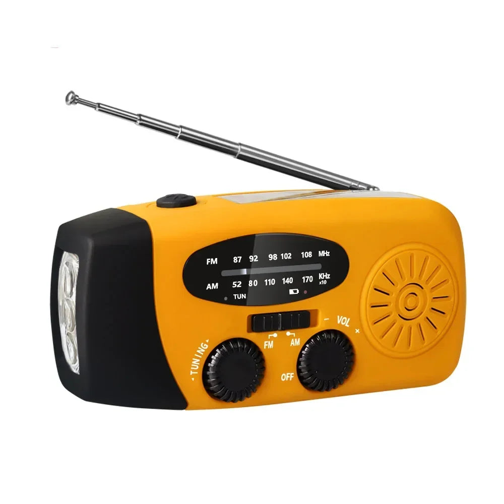 Nouzové solární rádio - ruční klička a USB - AM/FM/NOAA - powerbanka - 2000mAh | meowbutter