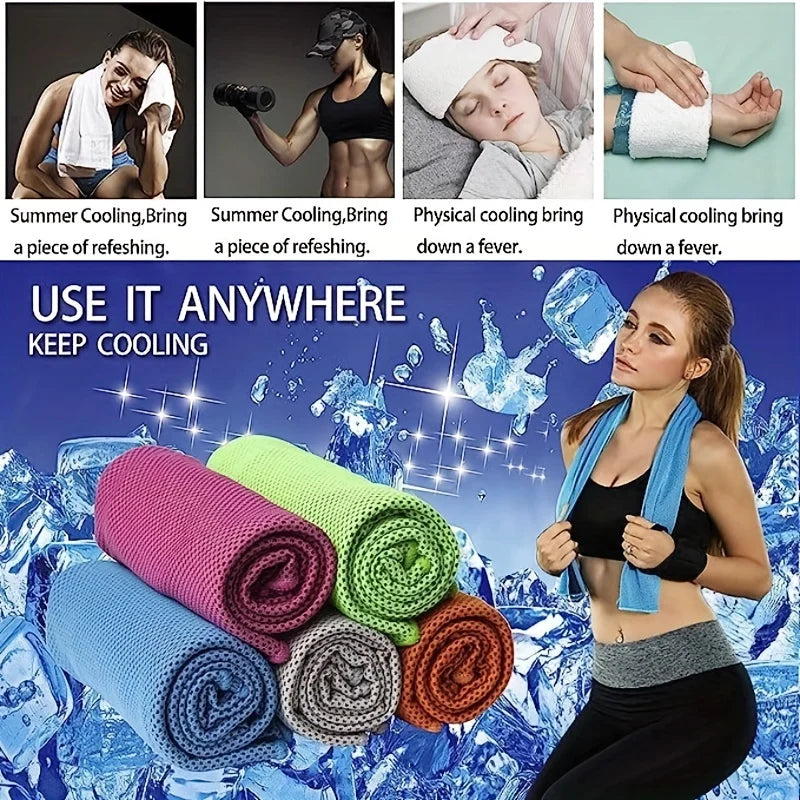 Cooling Sports Towel 4 Pack - Quick-Dry Fabric - 90×30cm - Blue & Grey | meowbutter