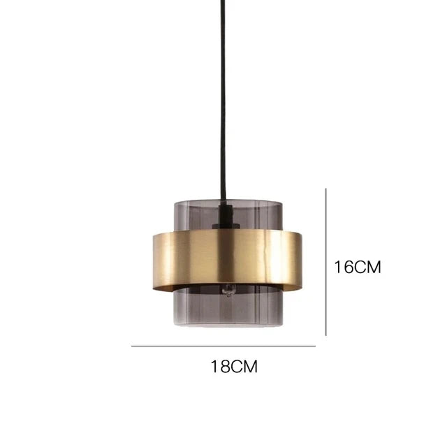 Nordic Glass Pendant Light | Modern Brass Cylinder Design | Meowbutter