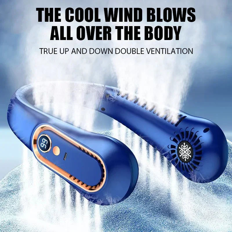 Bladeless nakkefan med digitalt display og genopladelige fire hastigheder