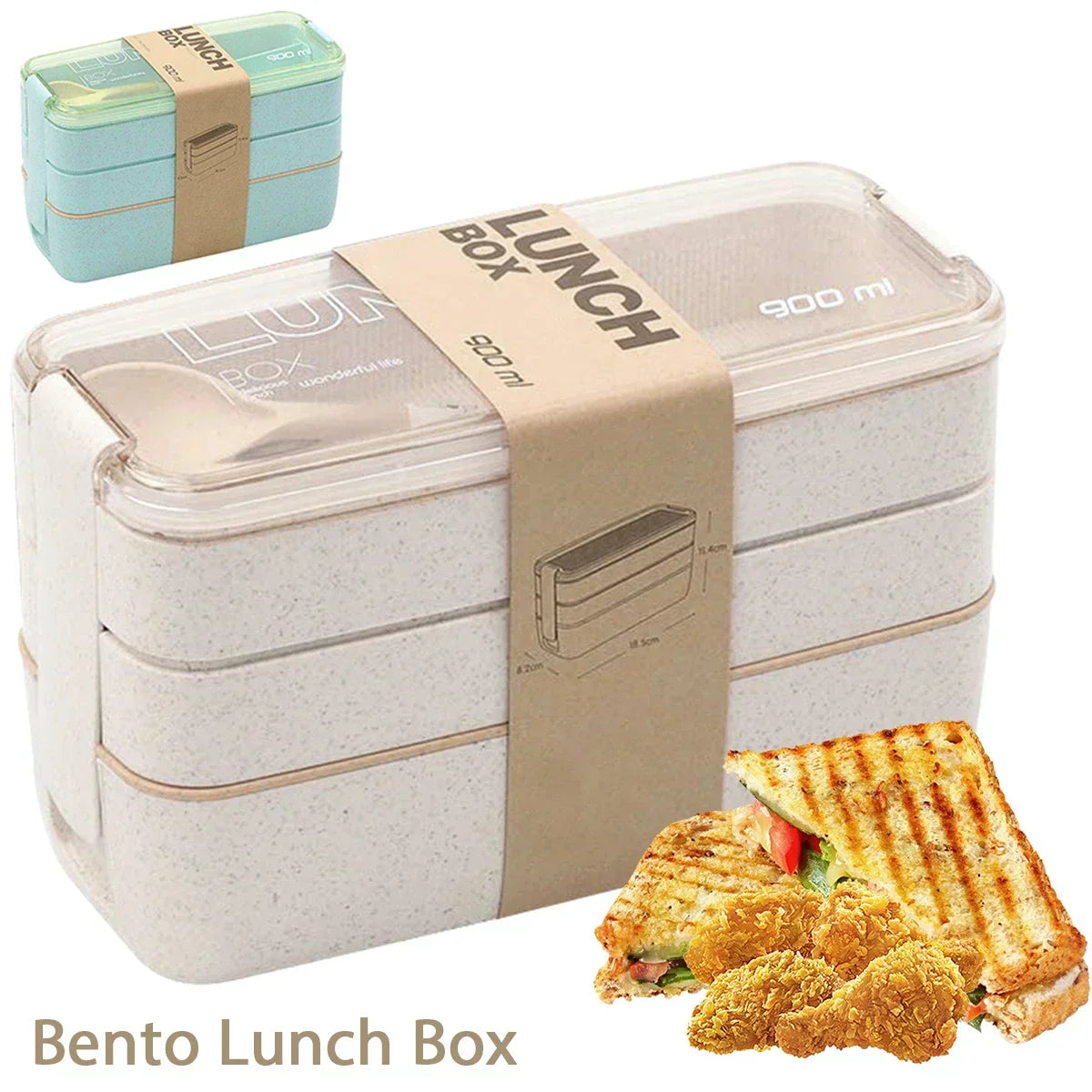EcoStack | Marmita Bento de 3 níveis | Palha de trigo 900 ml | Meowbutter