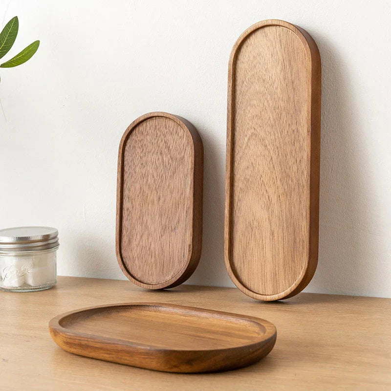 3-teiliges Holztablett-Set zum Servieren von Speisen und Desserts