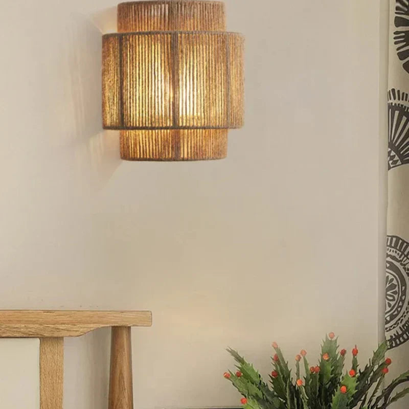 RattanGlow | Handwoven Rattan Wall Lamp | Meowbutter