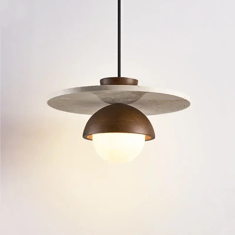 Dänemark-Pendelleuchte | LED-Kronleuchter aus Walnussholz und Stein | Meowbutter