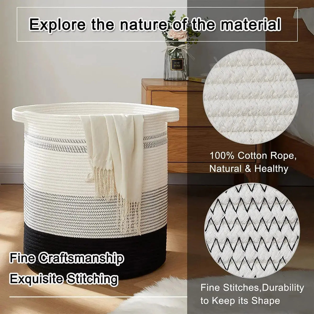Panier à linge tressé avec poignées pour le salon et la chambre à coucher