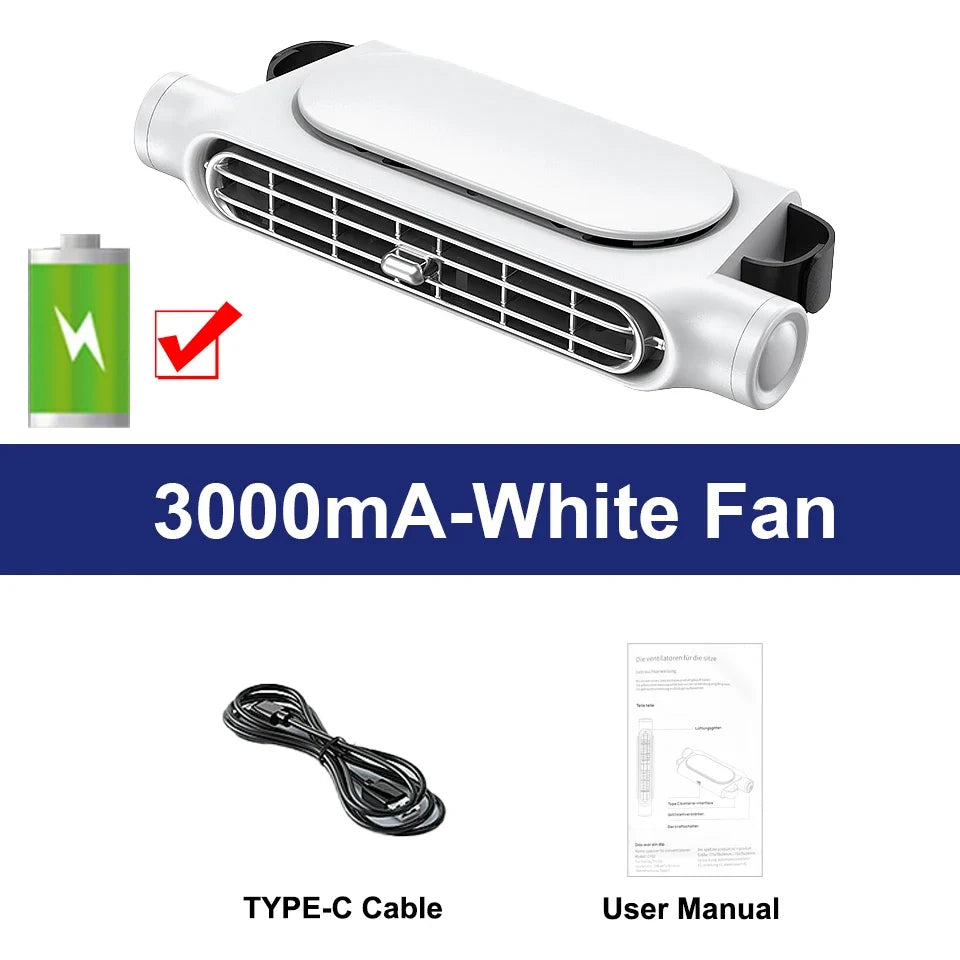 Car Seat Headrest Cooling Fan - 5V USB - 3 Speed - White & Black | meowbutter