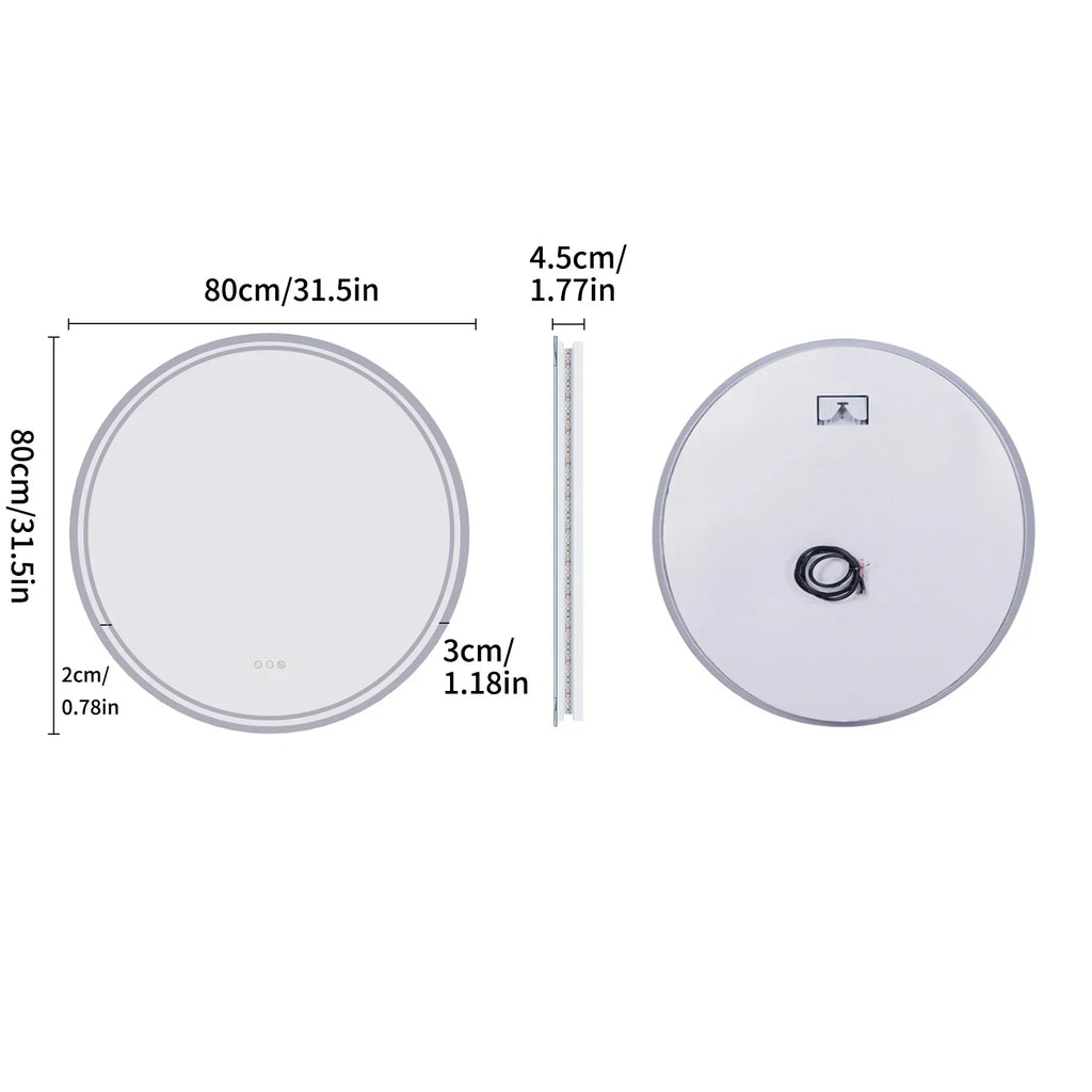 LuvoRound | Round LED Bathroom Mirror | Anti-Fog & Dimmable Touch Screen | Meowbutter