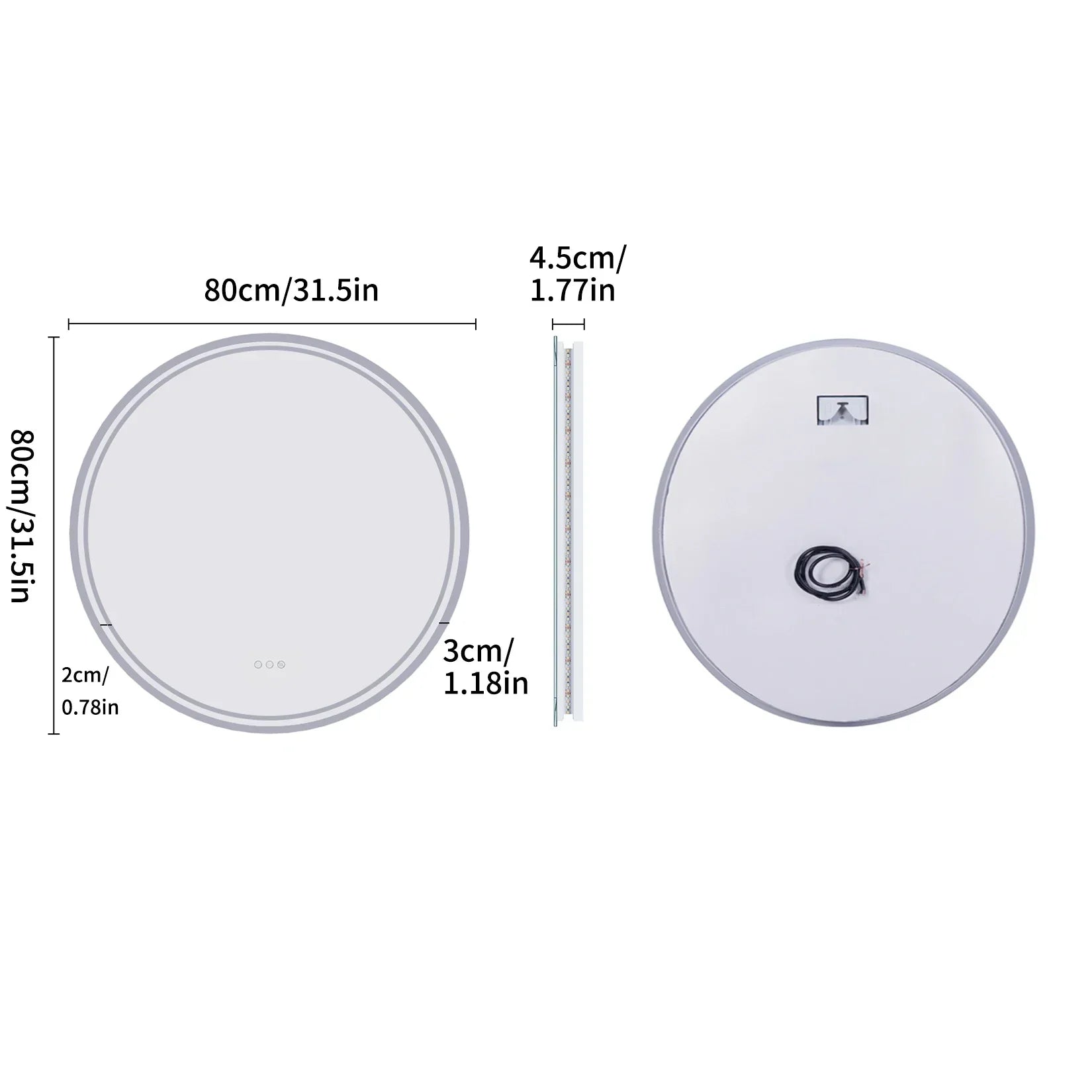 LuvoRound | Round LED Bathroom Mirror | Anti-Fog & Dimmable Touch Screen | Meowbutter
