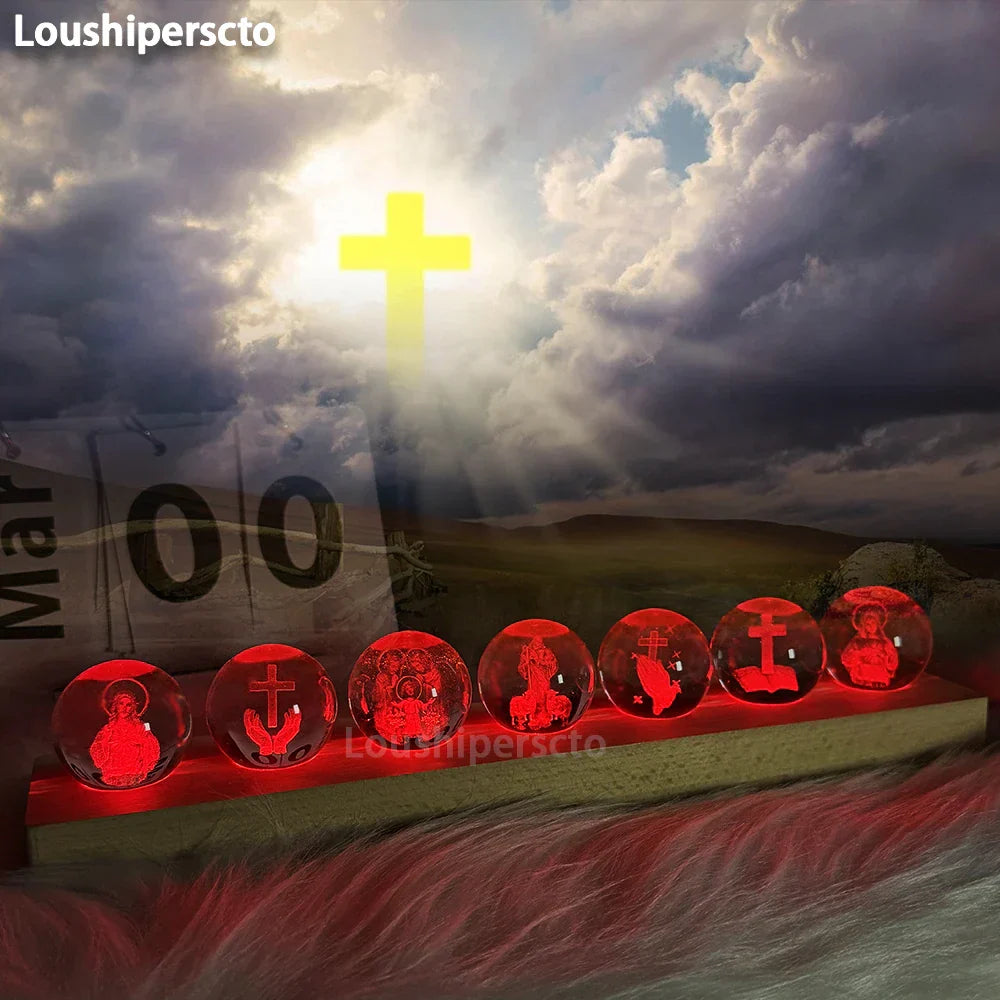 3D Night Light With Crystal Christian Decor Gift For Home