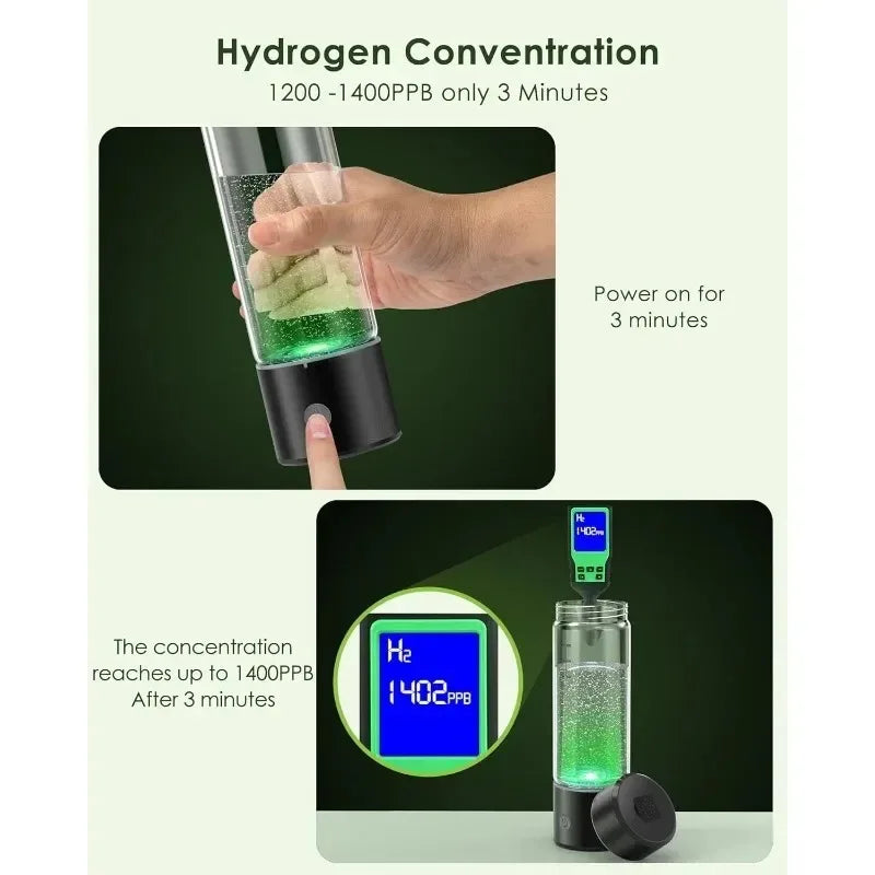 Garrafa de Água com Ionizador de Hidrogénio - Tecnologia SPE/PEM - Recarregável por USB - 5 Cores | meowbutter