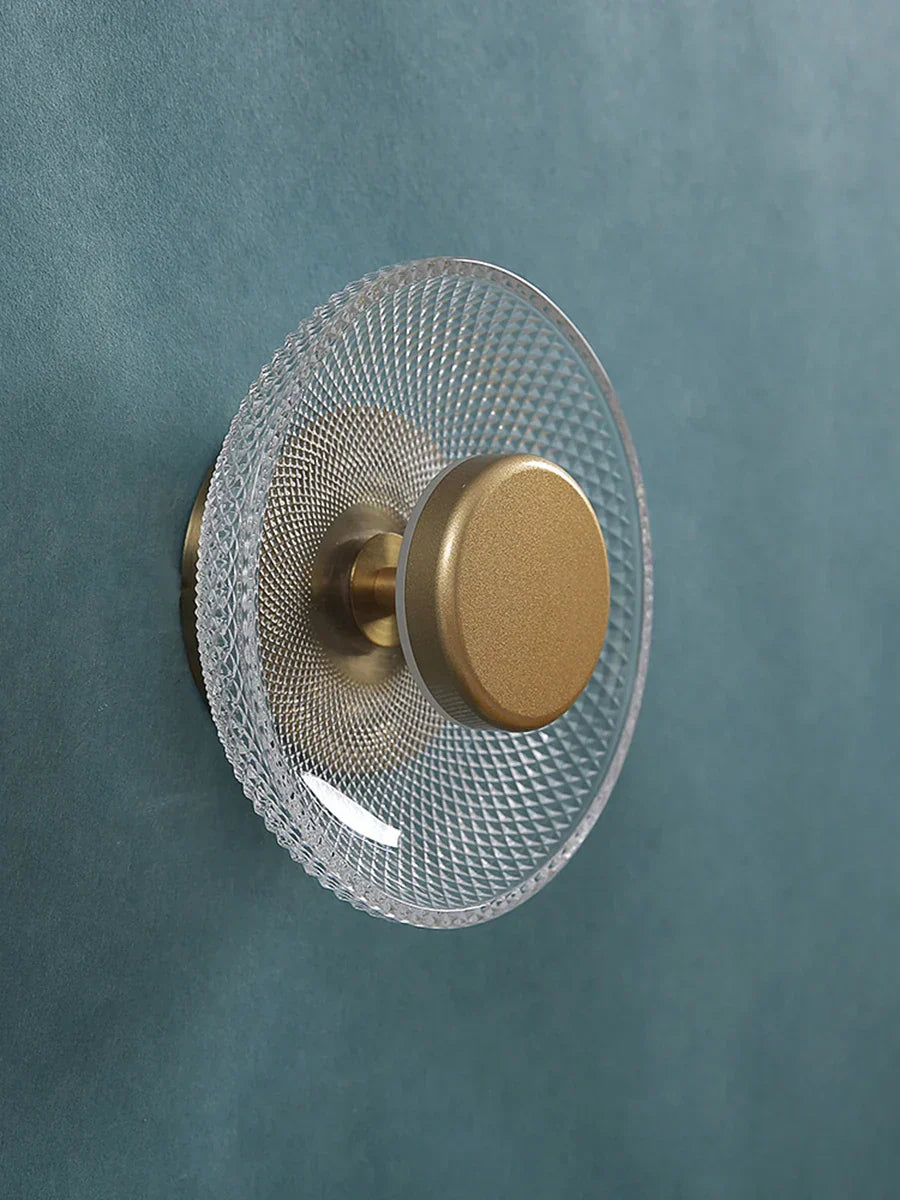 Moderne farvet glas væglampe | Tekstureret LED-skive lys | Meowbutter