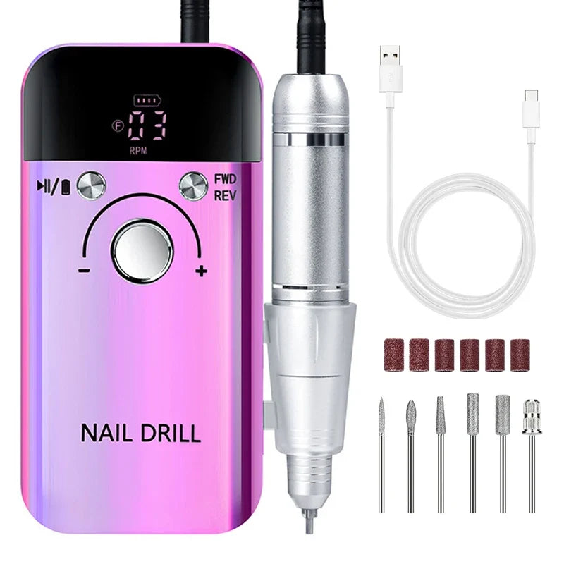 Nail Drill Machine - 45000RPM Low Noise Motor - Rechargeable Manicure Sander | meowbutter
