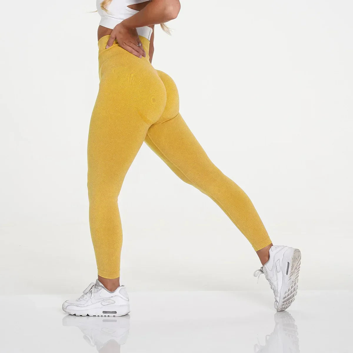Sømløse leggings med høj talje — Elastisk spandexblanding, figursyet pasform