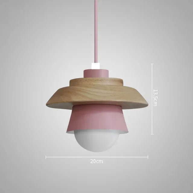 Nordic Wood Pendant Light | Colourful Macaron Design | Meowbutter