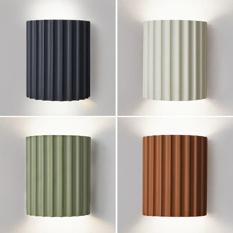 Nordic Resin Wall Lamp — Grooved Shell, Two-Way Ambient Glow