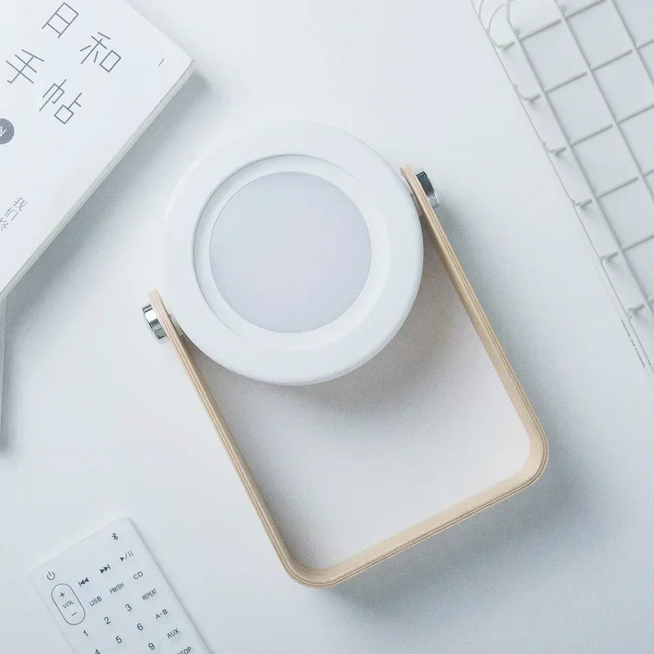 Linterna portátil creativa con mango de madera | Lámpara de mesa plegable recargable | Meowbutter