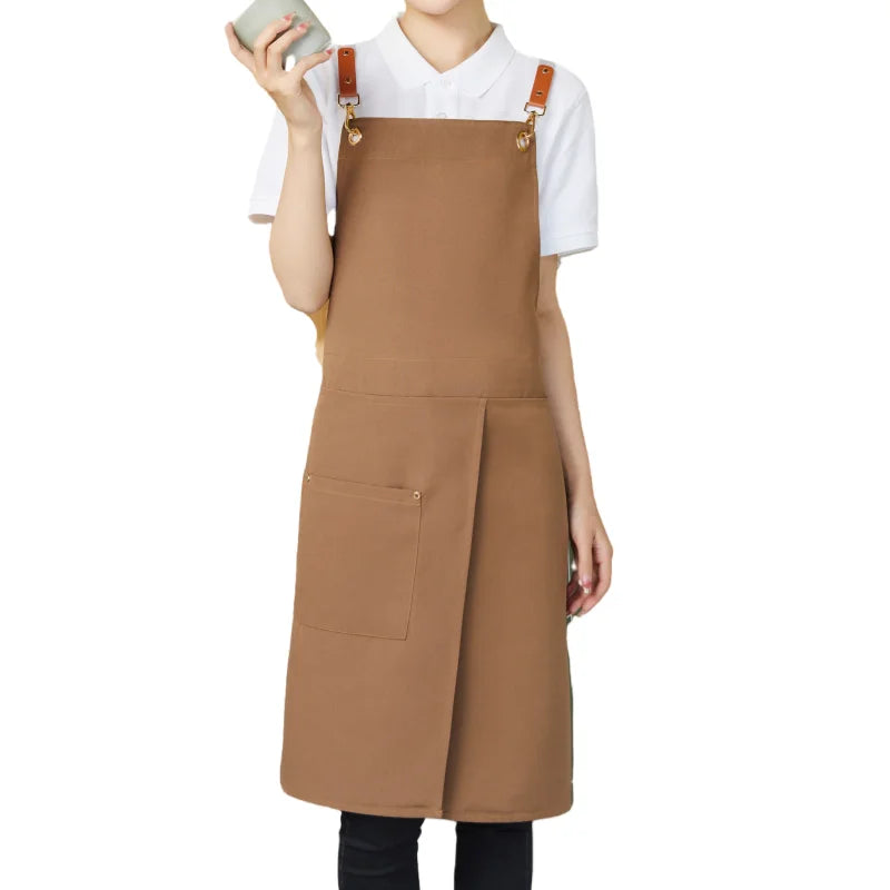 WorkEase Heavy-Duty Waterproof Canvas Apron — Split Skirt Pockets