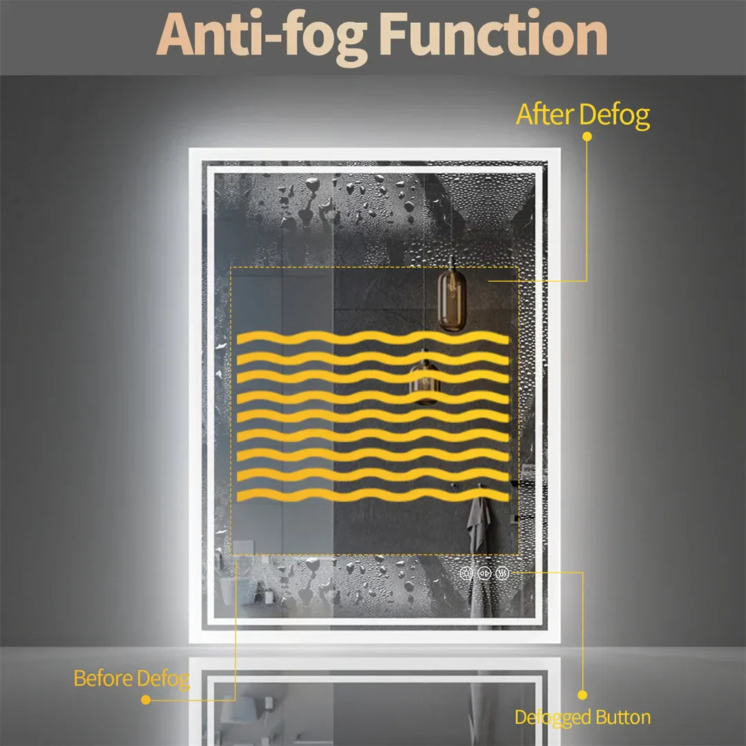 LuvoGlow | LED Bathroom Mirror | Frameless Dimmable with Anti-Fog | Meowbutter