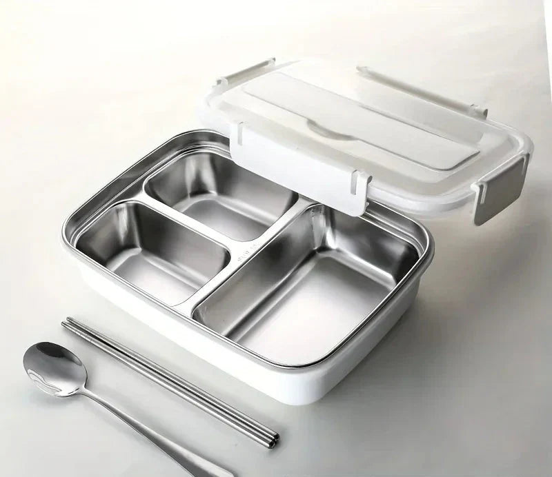 BentoBox Leakproof Stainless Steel Lunch Box — Three Compartments