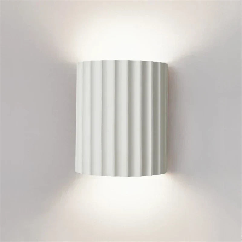 Nordic Resin Wall Lamp — Grooved Shell, Two-Way Ambient Glow