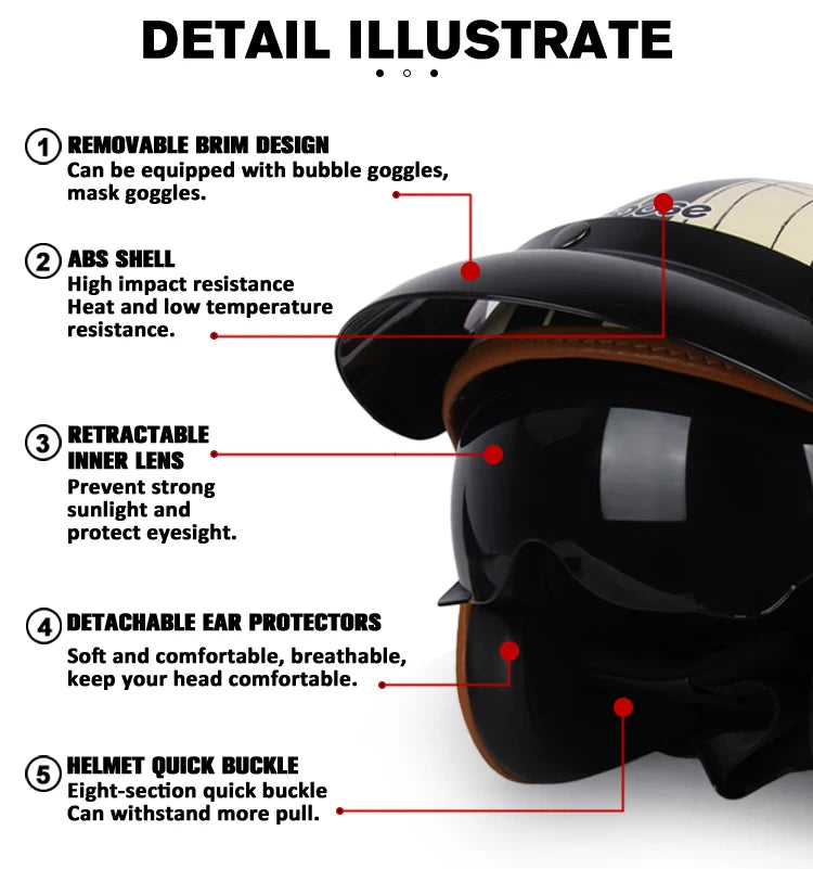Casco de motocicleta vintage abierto - Meowbutter