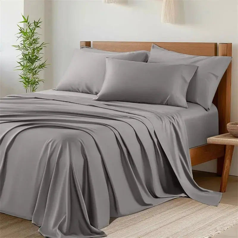 4-Piece Bamboo Sheets Set Silky Soft And Breathable For All Season Comfort