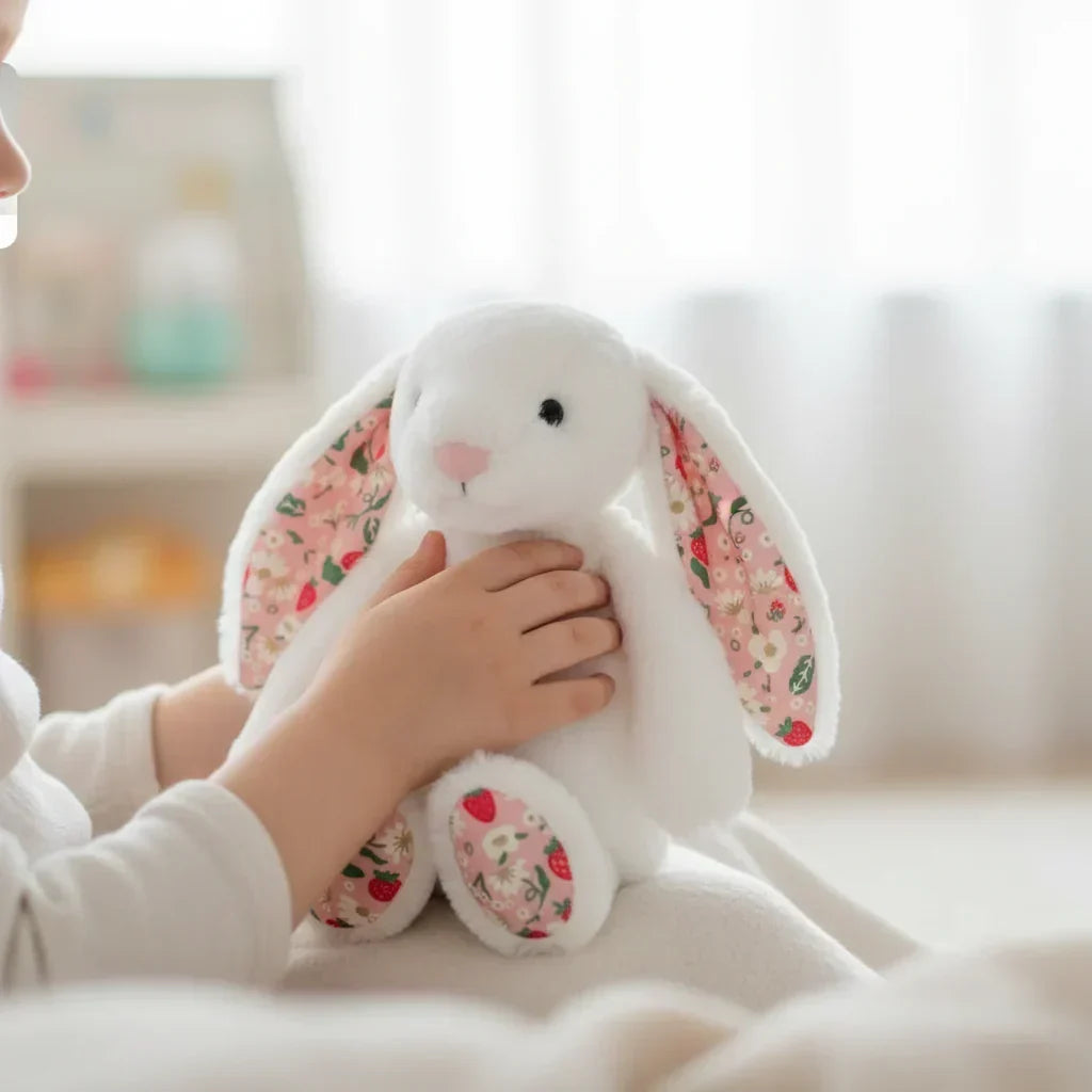 Miękka pluszowa maskotka króliczki Bunnycat 25 cm — kompaktowa konstrukcja z futerkiem