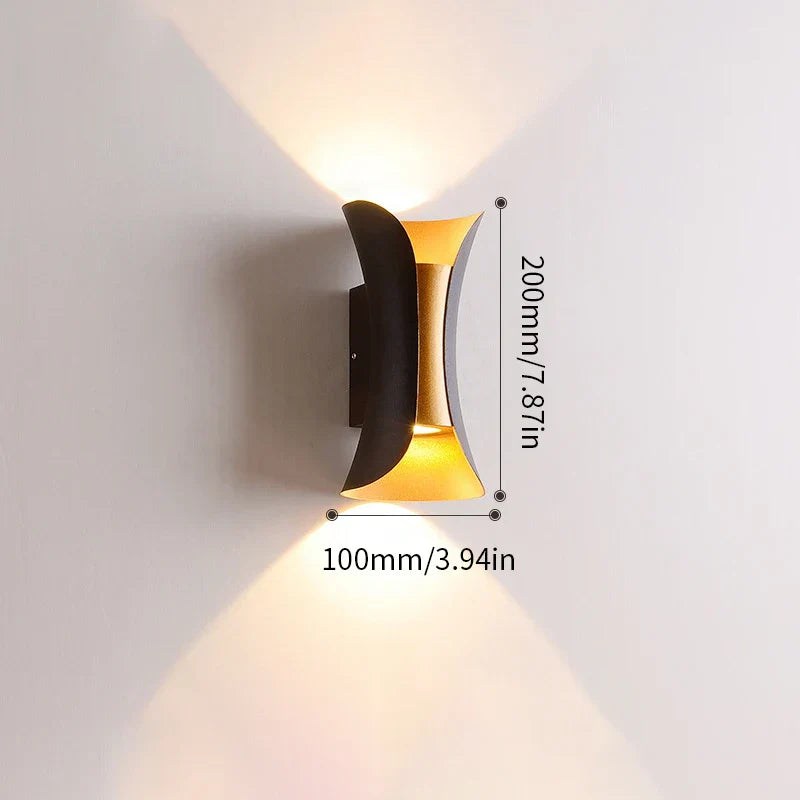Modern Black & Gold Wall Light | Waterproof LED Up & Down Lamp | Meowbutter