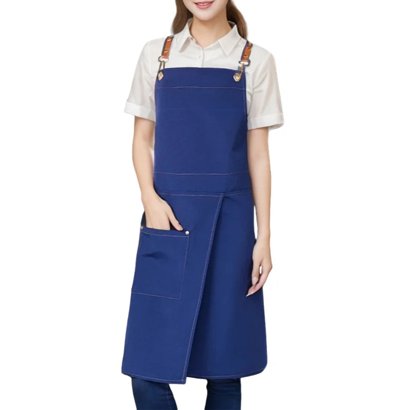 WorkEase Heavy-Duty Waterproof Canvas Apron — Split Skirt Pockets