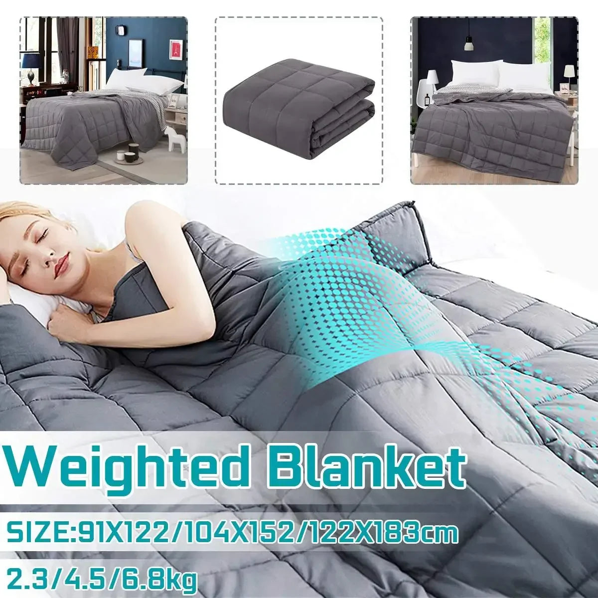 Weighted Blanket - 6 Sizes - Decompression Sleep Aid - Adults - Grey | meowbutter