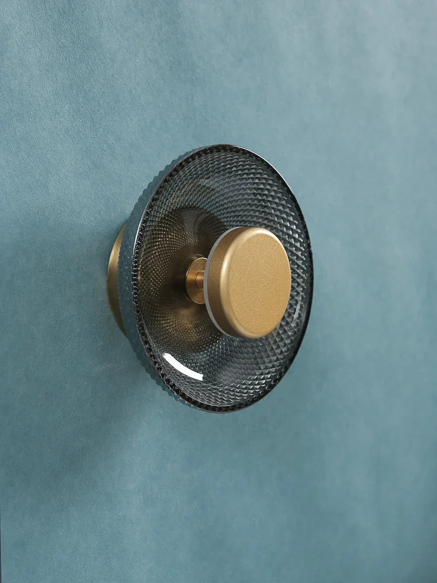 Moderne farvet glas væglampe | Tekstureret LED-skive lys | Meowbutter
