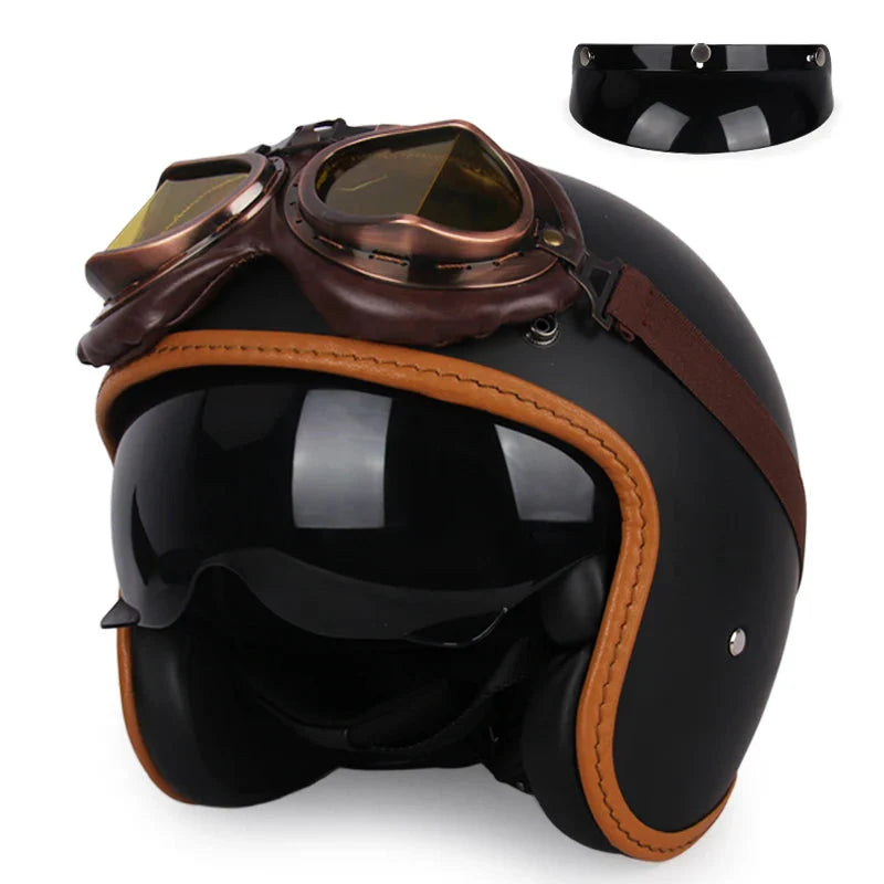 Casco de motocicleta vintage abierto - Meowbutter