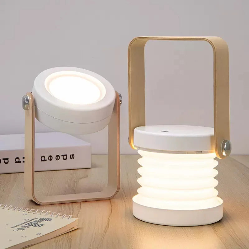 Linterna portátil creativa con mango de madera | Lámpara de mesa plegable recargable | Meowbutter