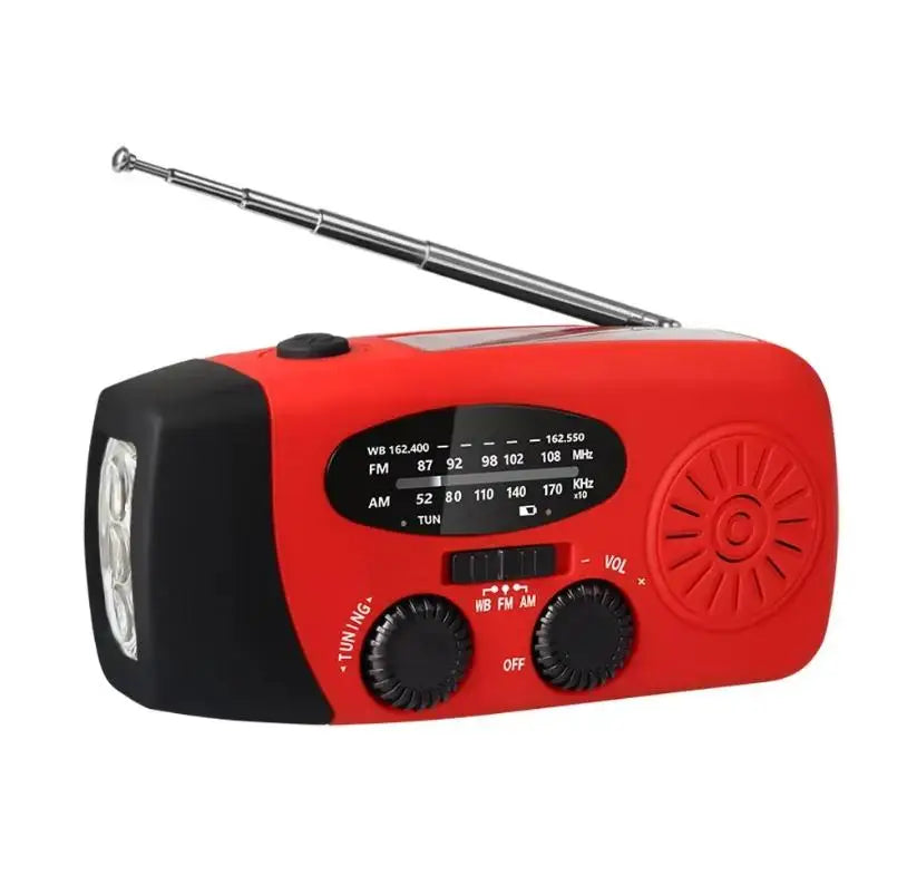Nouzové solární rádio - ruční klička a USB - AM/FM/NOAA - powerbanka - 2000mAh | meowbutter