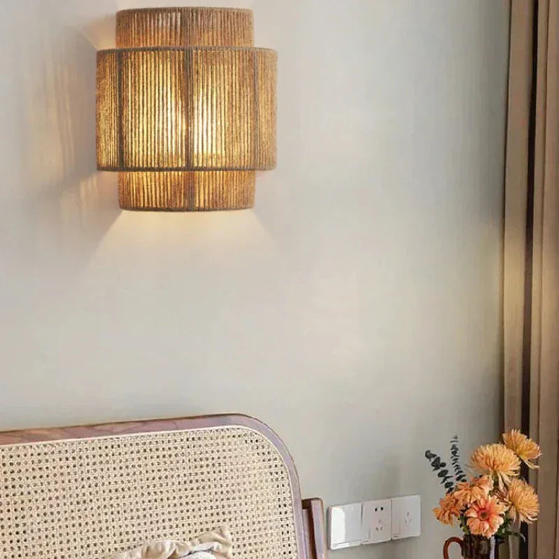 RattanGlow | Handwoven Rattan Wall Lamp | Meowbutter