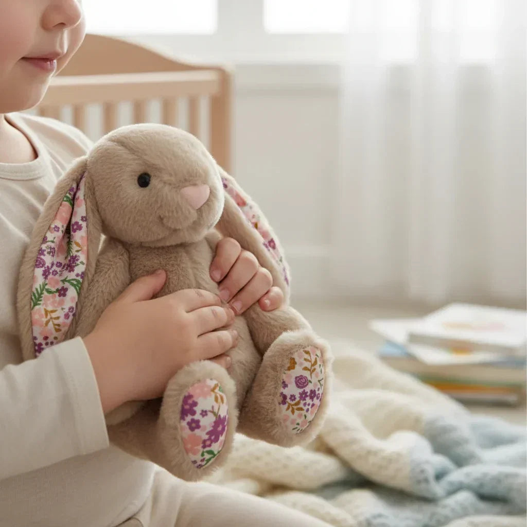 Miękka pluszowa maskotka króliczki Bunnycat 25 cm — kompaktowa konstrukcja z futerkiem