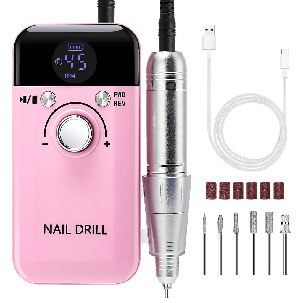 Nail Drill Machine - 45000RPM Low Noise Motor - Rechargeable Manicure Sander | meowbutter