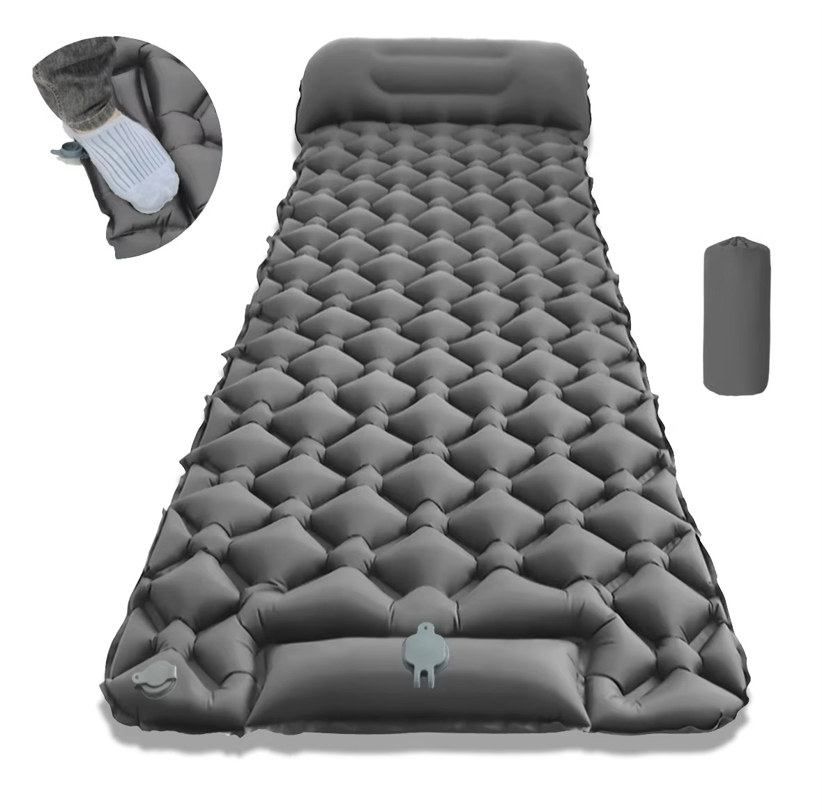 Oppustelig campingmadras - Integreret pude - Pumpe inkluderet - 5 farver | meowbutter