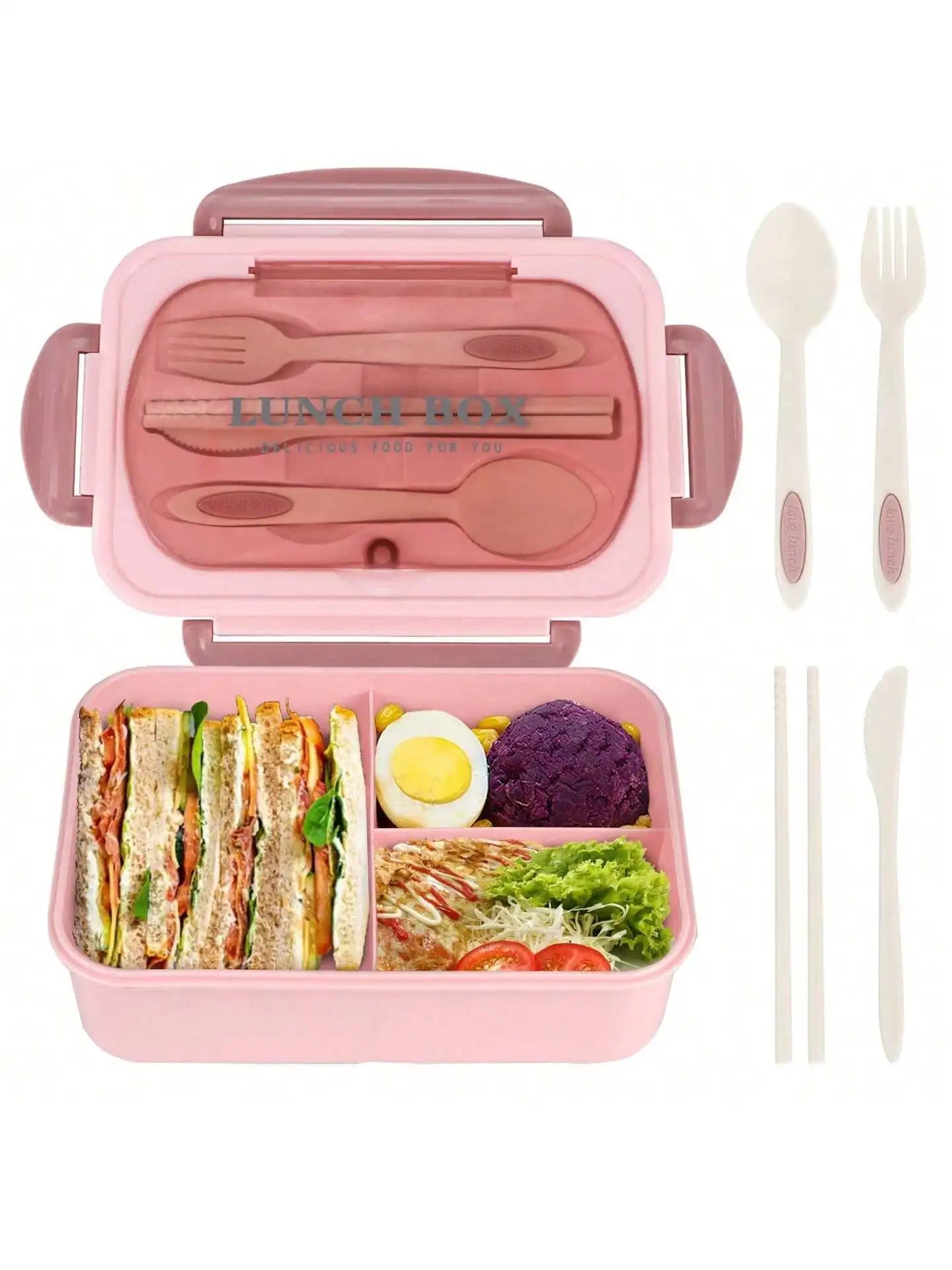 MealMate | Bento Lunch Box with Utensils | 4 Compartments & Leak-Proof Design | Meowbutter