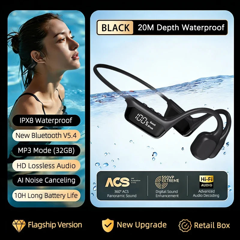 Auriculares de conducción ósea - Bluetooth 5.4 - IPX8 - Modo MP3 y Bluetooth - 6 colores | meowbutter