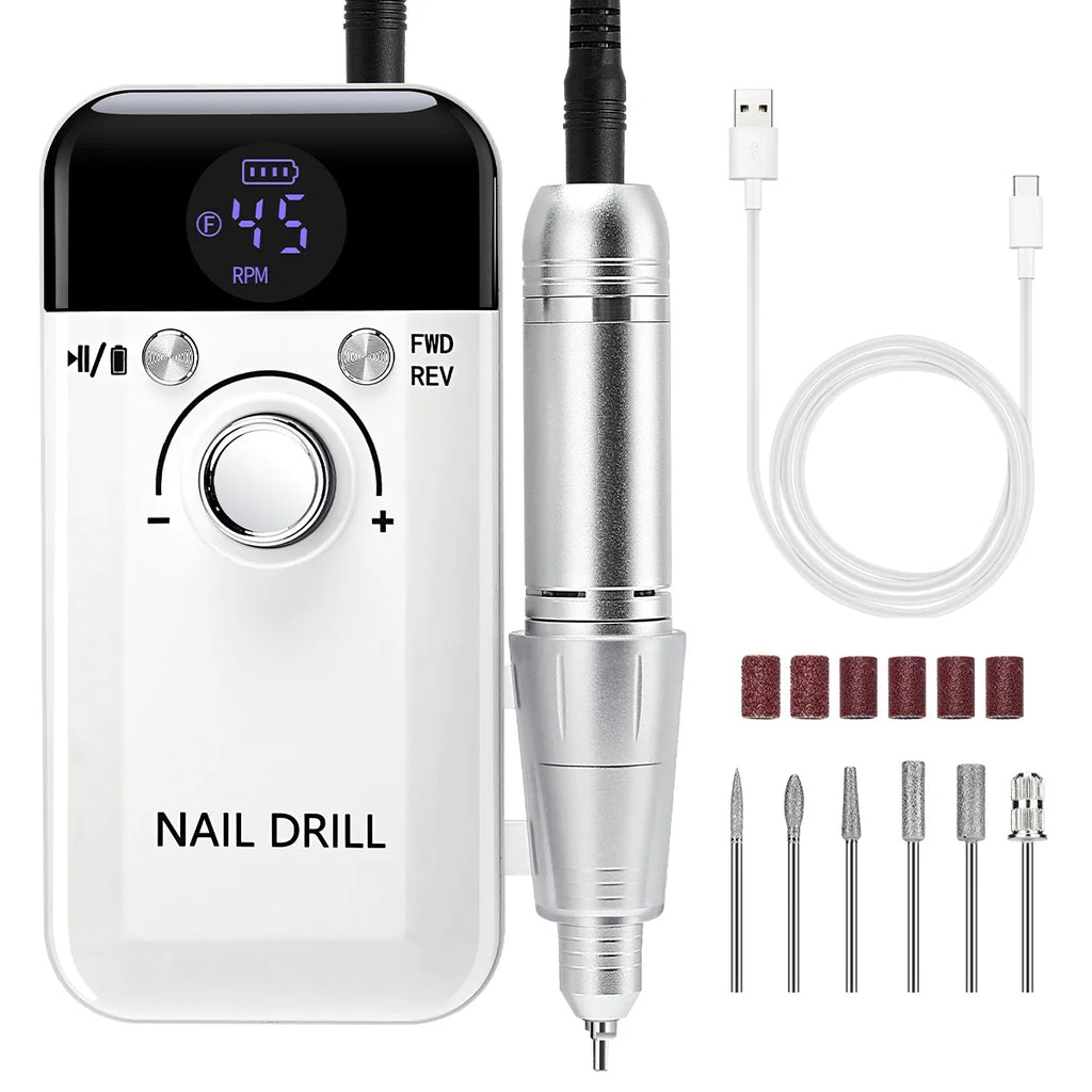 Nail Drill Machine - 45000RPM Low Noise Motor - Rechargeable Manicure Sander | meowbutter